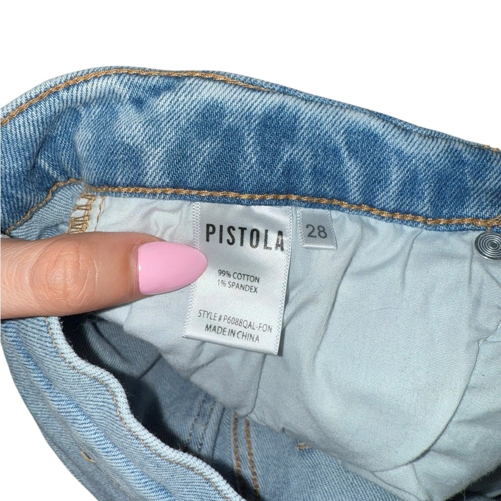 PISTOLA High Rise Medium Blue Distressed Ripped Straight Leg Women’s Jeans 28 - Picture 10 of 11